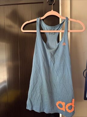 adidas Sky Blue Racerback Tank with Coral Accents